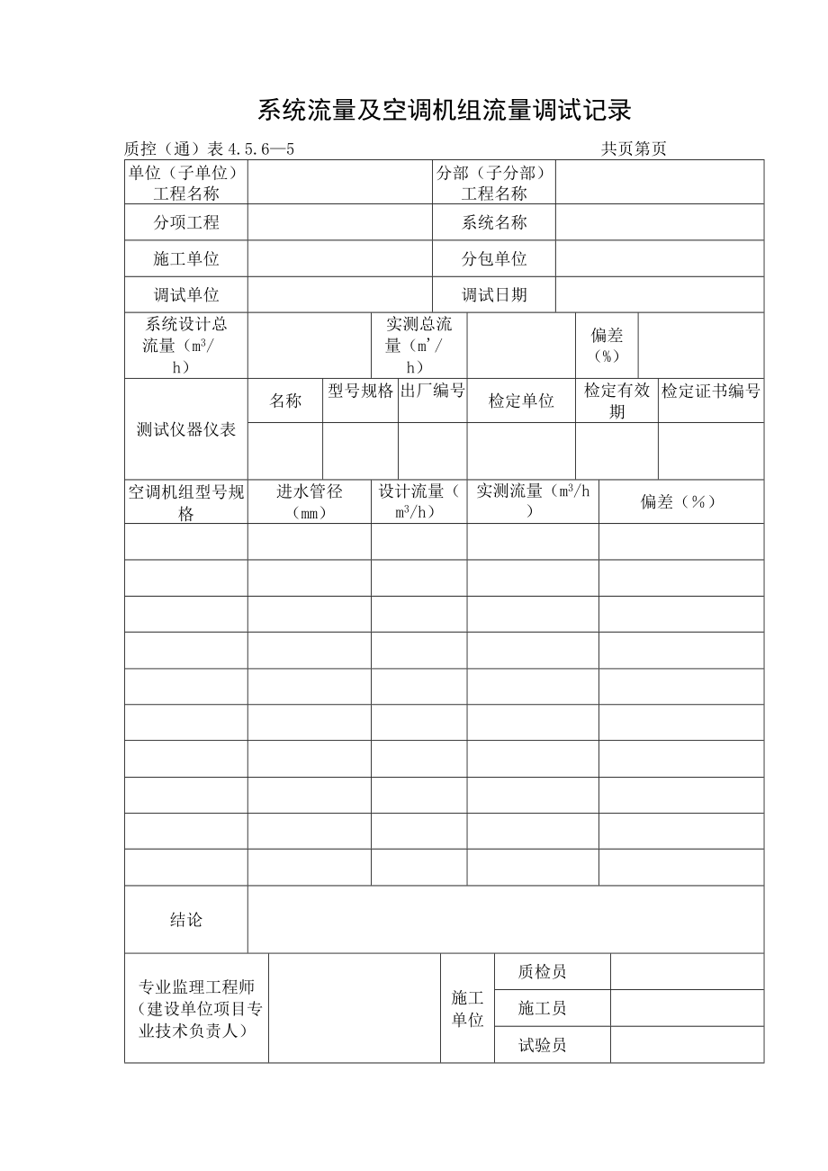 系统流量及空调机组流量调试记录.docx_第1页