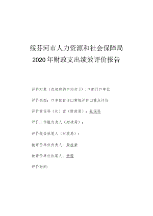 绥芬河市人力资源和社会保障局2020年财政支出绩效评价报告.docx