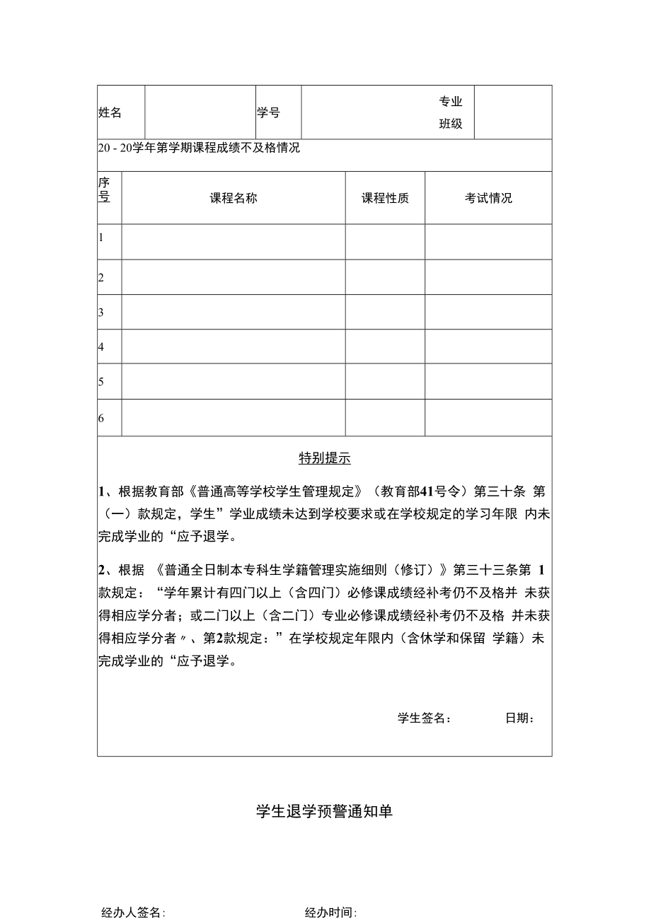 学生退学预警通知单.docx_第1页