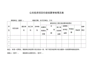 公共投资项目价款结算审核情况表.docx