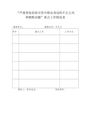 “严肃查处招商引资中群众身边的不正之风和腐败问题”重点工作情况表.docx