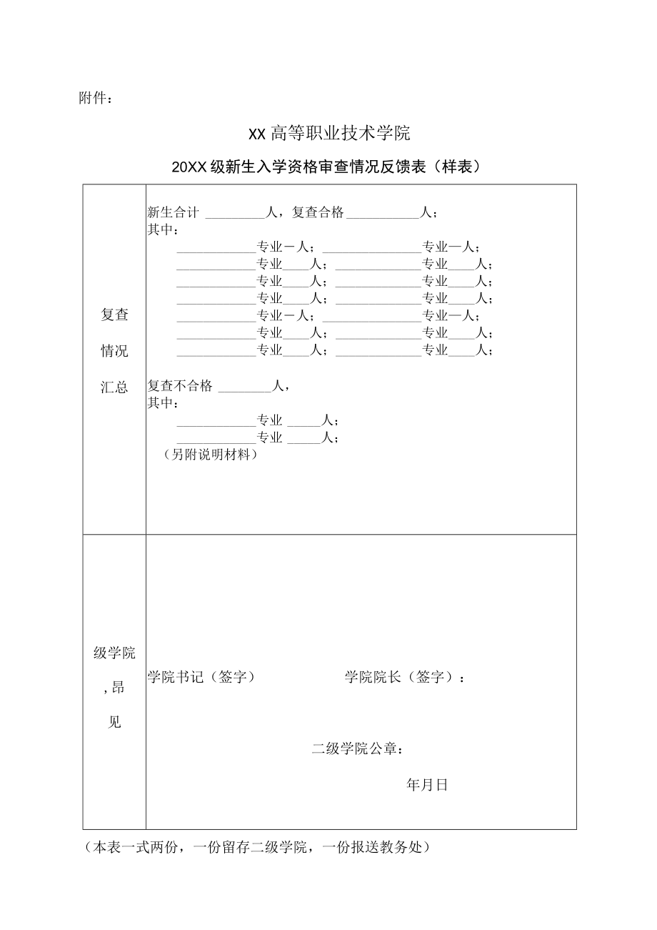 XX高等职业技术学院关于做好202X年新生入学资格复查工作的通知.docx_第3页