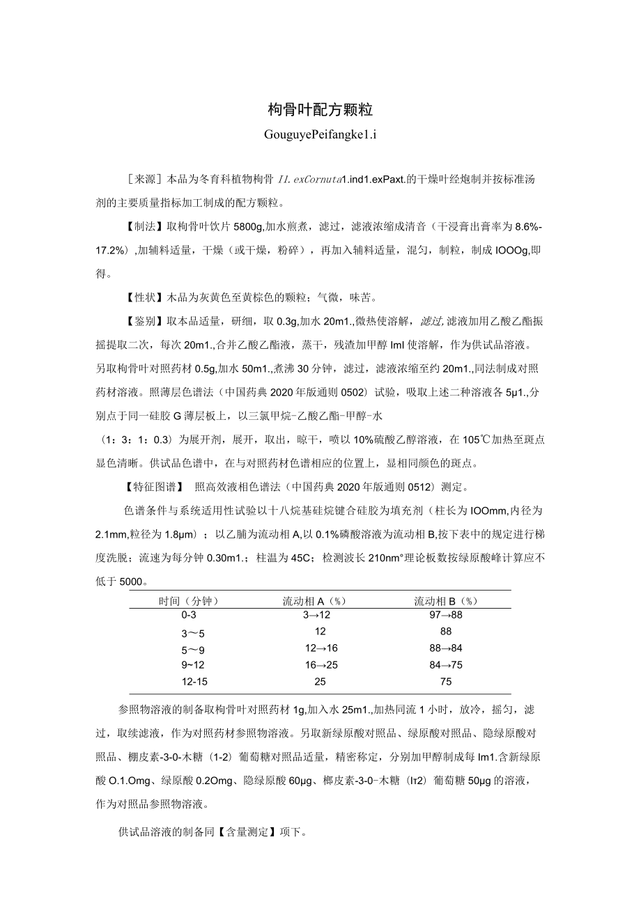 枸骨叶配方颗粒标准公示稿.docx_第1页