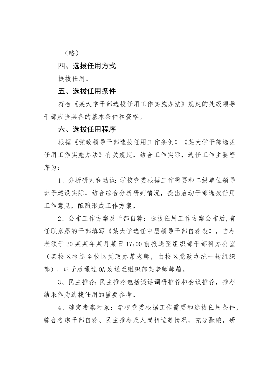 某某大学关于中层领导干部选拔任用工作的实施方案.docx_第2页