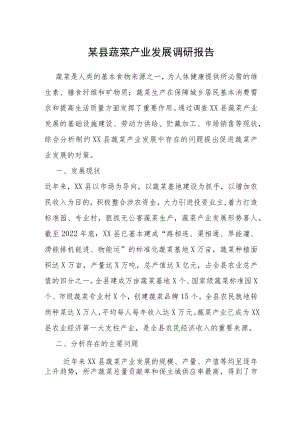 某县蔬菜产业发展调研报告.docx