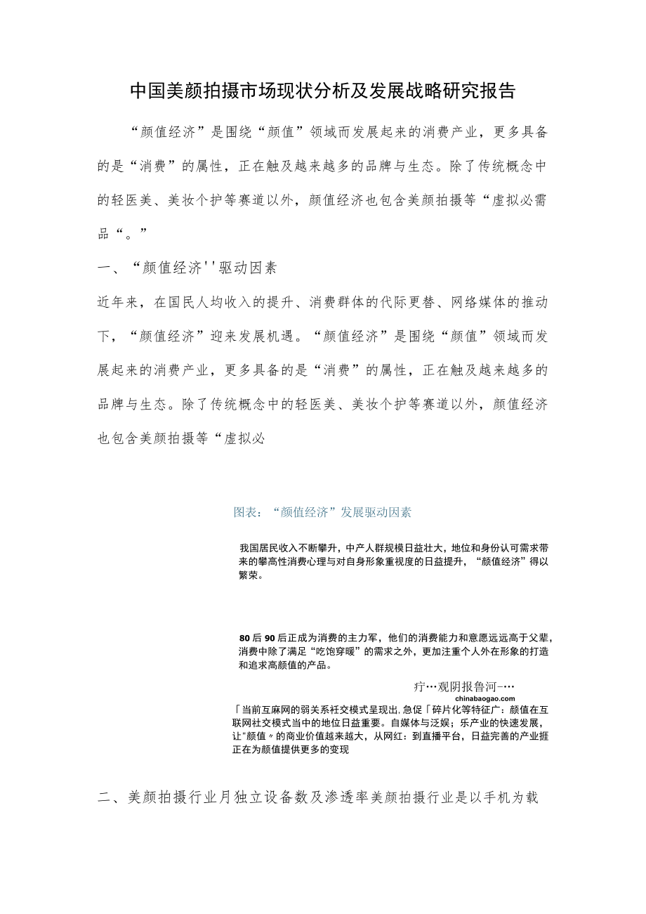 中国美颜拍摄市场现状分析及发展战略研究报告.docx_第1页