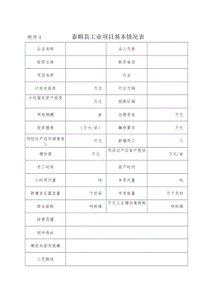 １泰顺县工业项目基本情况表.docx