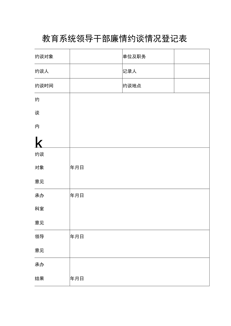 教育系统领导干部廉情约谈情况登记表.docx_第1页