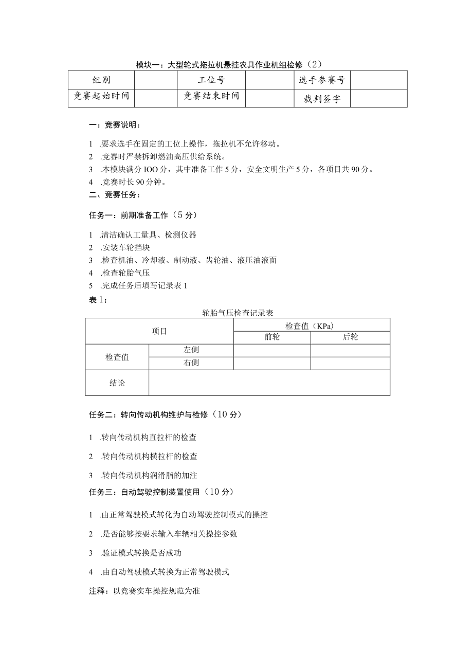 ZZ001 农机检修赛题第4套-2023年全国职业院校技能大赛拟设赛项赛题.docx_第1页