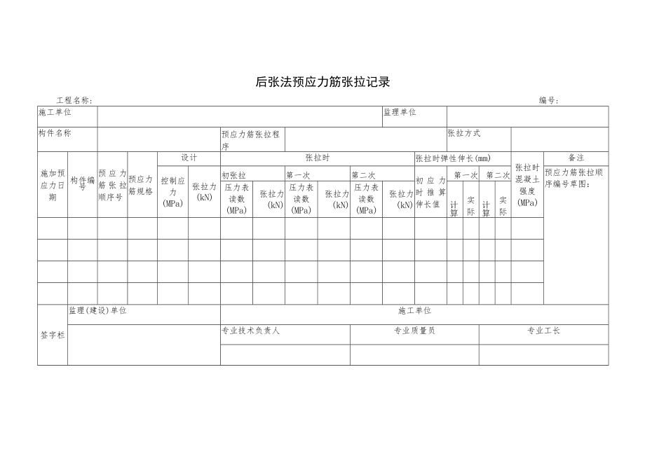 后张法预应力筋张拉记录.docx_第1页