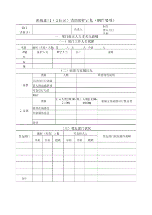 医院部门（责任区）消防防护计划与消防设施和应急措施台账表格模板.docx