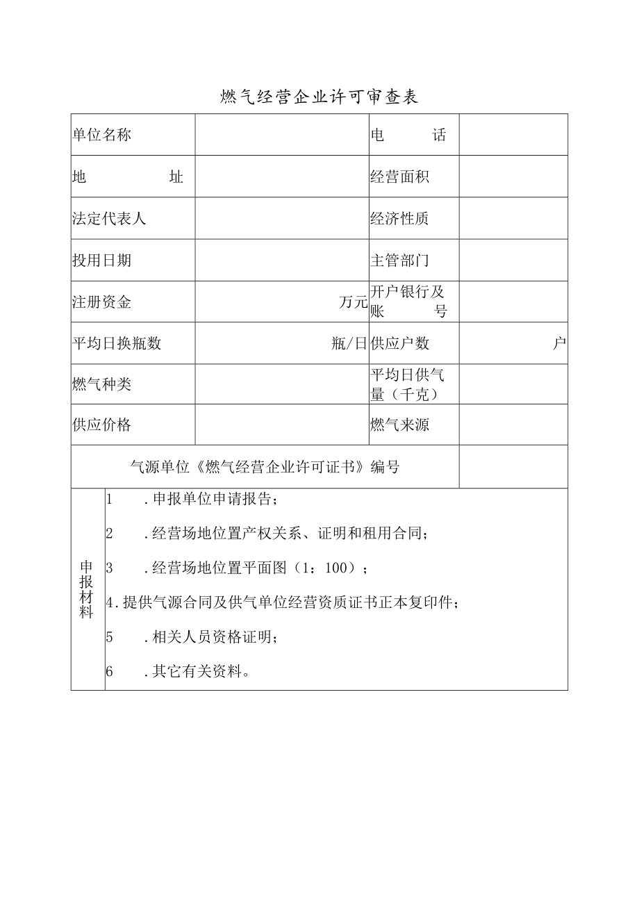 燃气经营企业许可审查表.docx_第1页