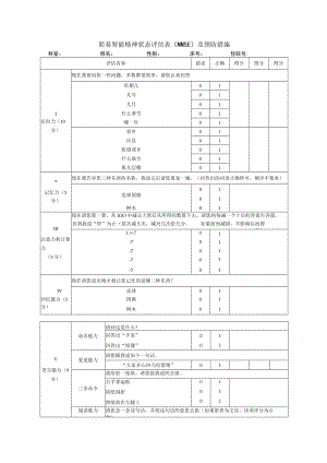 简易智能精神状态评估表（MMSE）及预防措施.docx