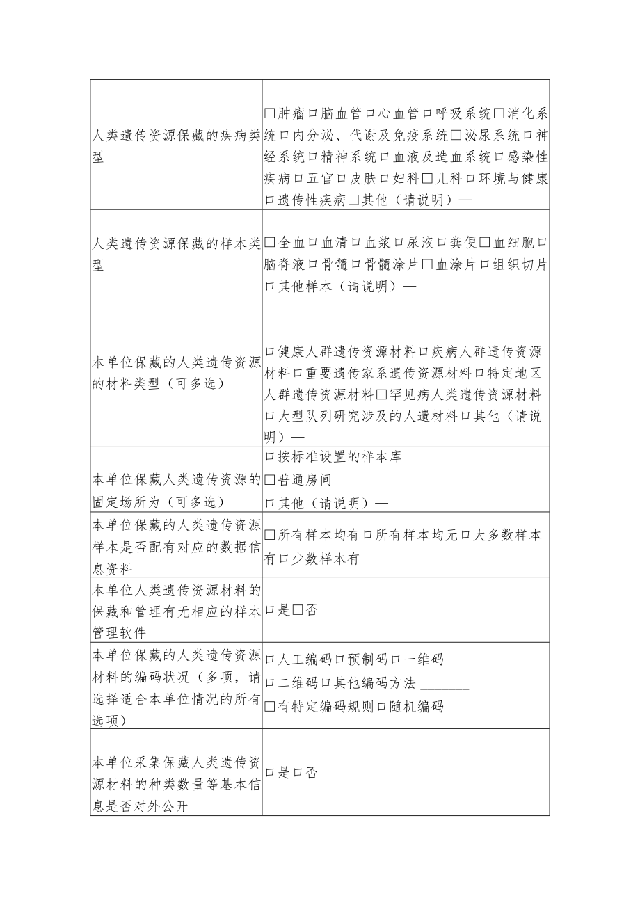 本单位采集、保藏、利用、对外提供人类遗传资源的基本情况表.docx_第2页