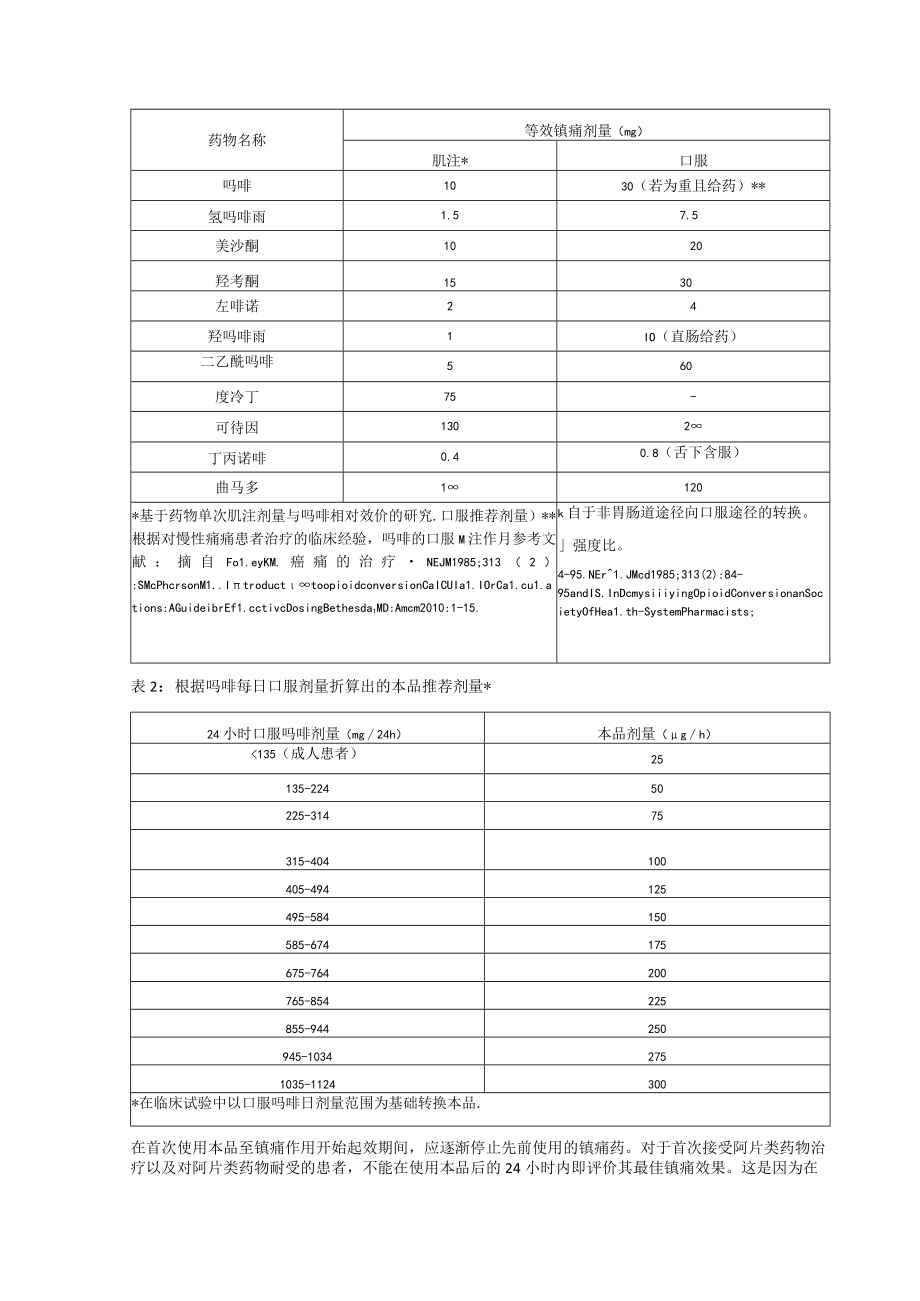 芬太尼透皮贴剂（多瑞吉）中文说明书.docx_第3页