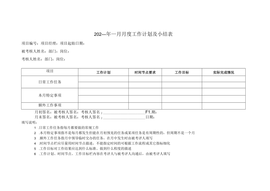 2023年月月度工作计划及小结表.docx_第1页