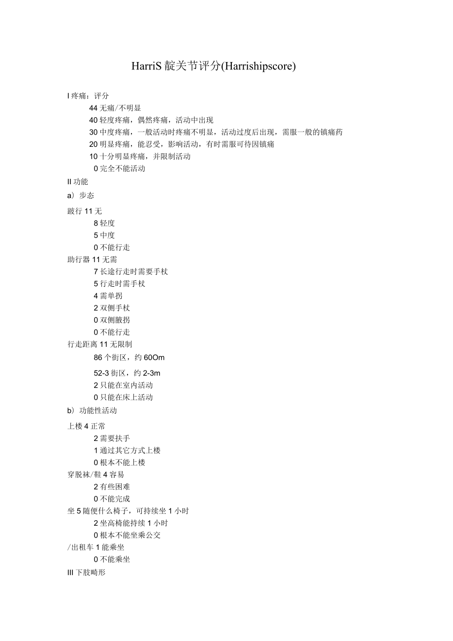 康复医学科Harris髋关节评分表(Harris_hip_score).docx_第1页