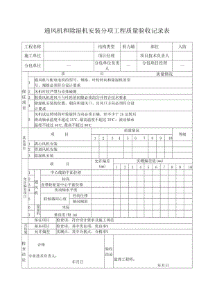 通风机和除湿机安装分项工程质量验收记录.docx