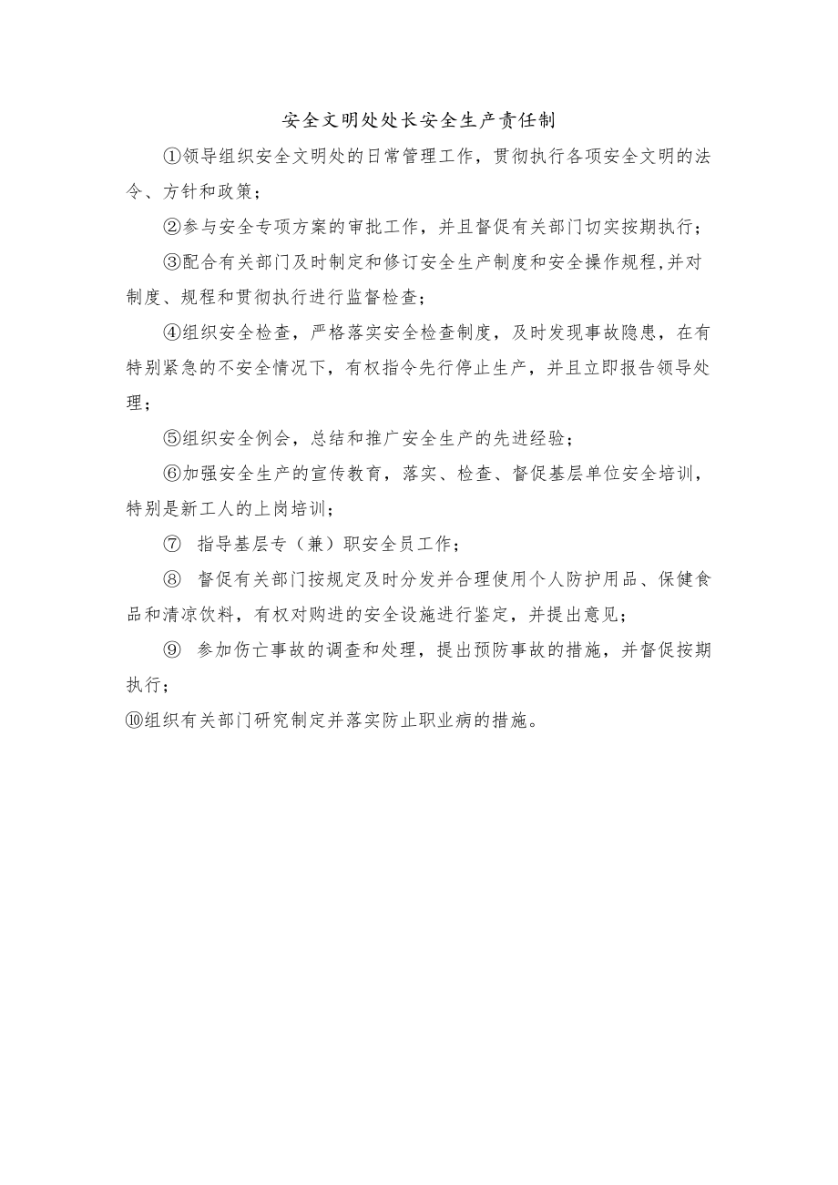 安全文明处处长安全生产责任制.docx_第1页