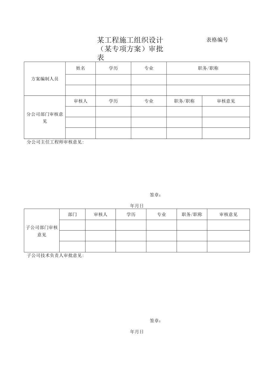 某工程施工组织设计（某专项方案）审批表.docx_第1页