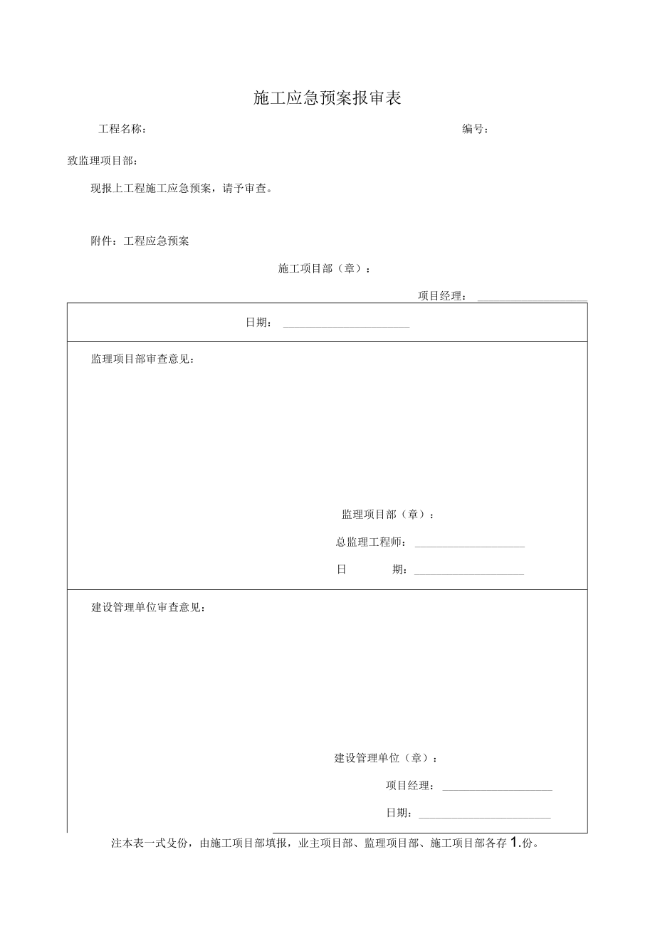 施工应急预案报审表.docx_第1页