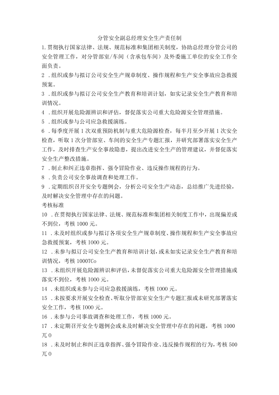 分管安全副总经理安全生产责任制.docx_第1页