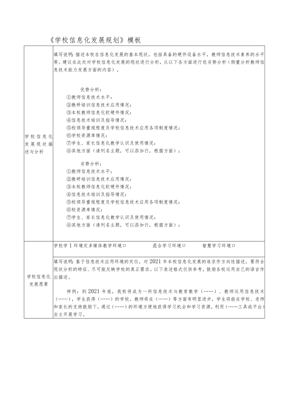 学校信息化发展规划(模板).docx_第1页