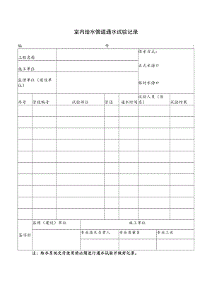 室内给水管道通水试验记录.docx