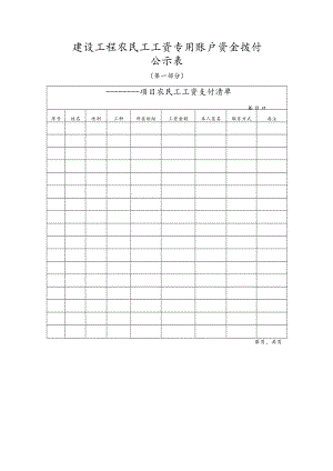 建设工程农民工工资专用账户资金拨付公示表.docx