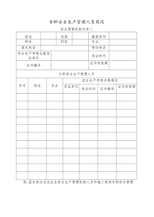 专职安全生产管理人员简况表.docx