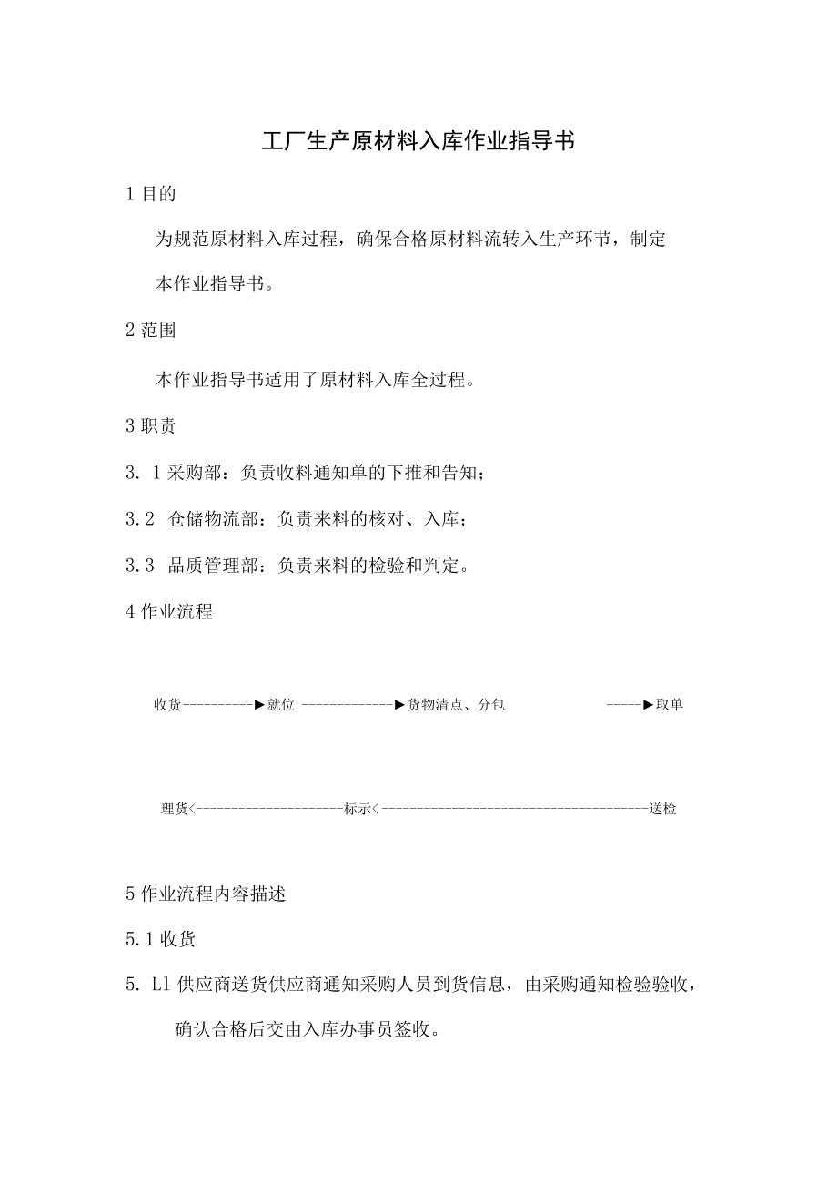 工厂生产原材料入库作业指导书.docx_第1页