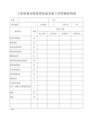 工业设备安装釜类设备安装工序质量控制表.docx