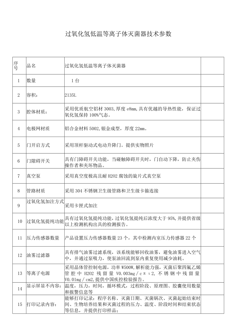 过氧化氢低温等离子体灭菌器技术参数.docx_第1页