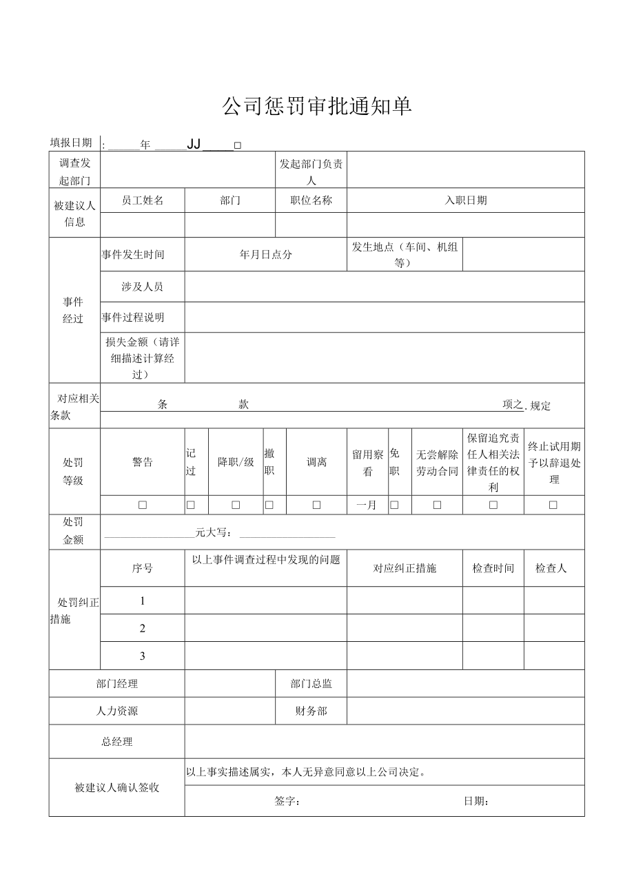 公司惩罚审批通知单.docx_第1页