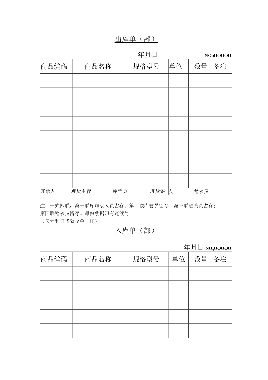 单位某部门通用出入库单.docx_第1页