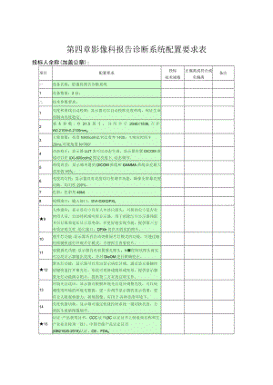 第四章影像科报告诊断系统配置要求表.docx