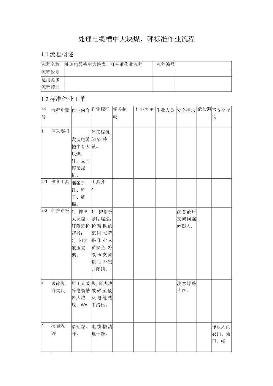 处理电缆槽中大块煤、矸标准作业流程.docx_第1页