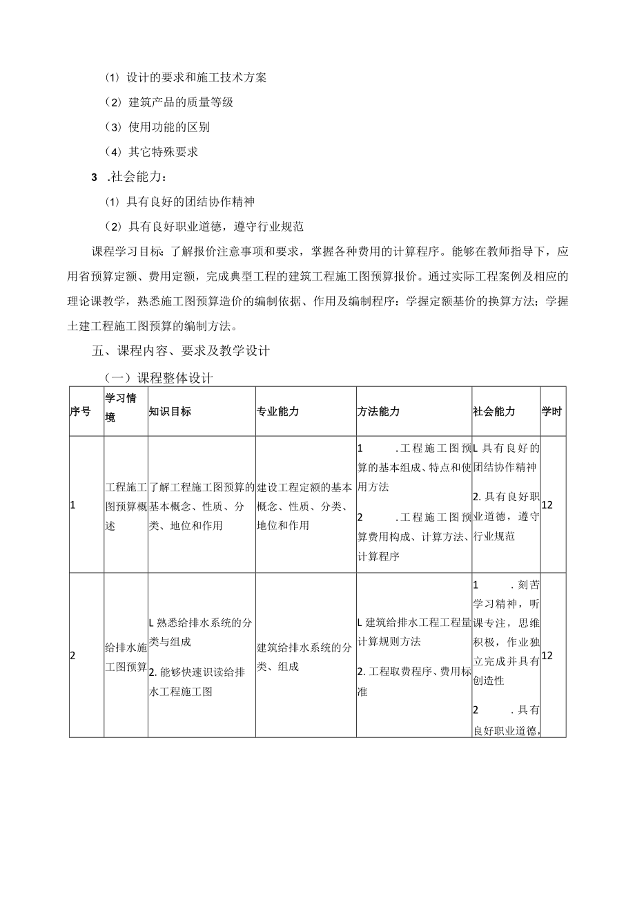 《工程施工图预算》课程标准.docx_第3页