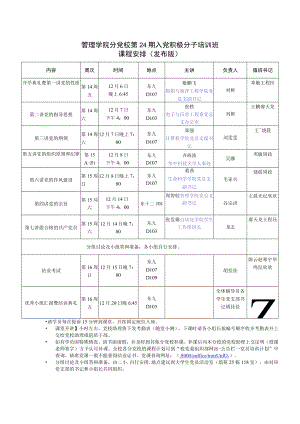 管理学院分党校第24期入党积极分子培训班课程安排发布版.docx