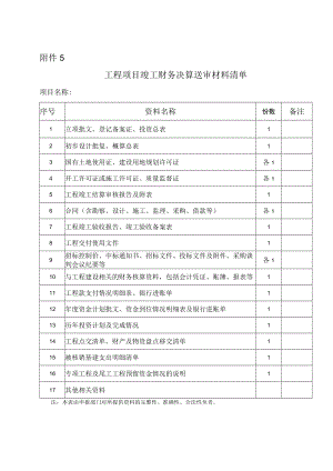 工程项目竣工财务决算送审材料清单.docx