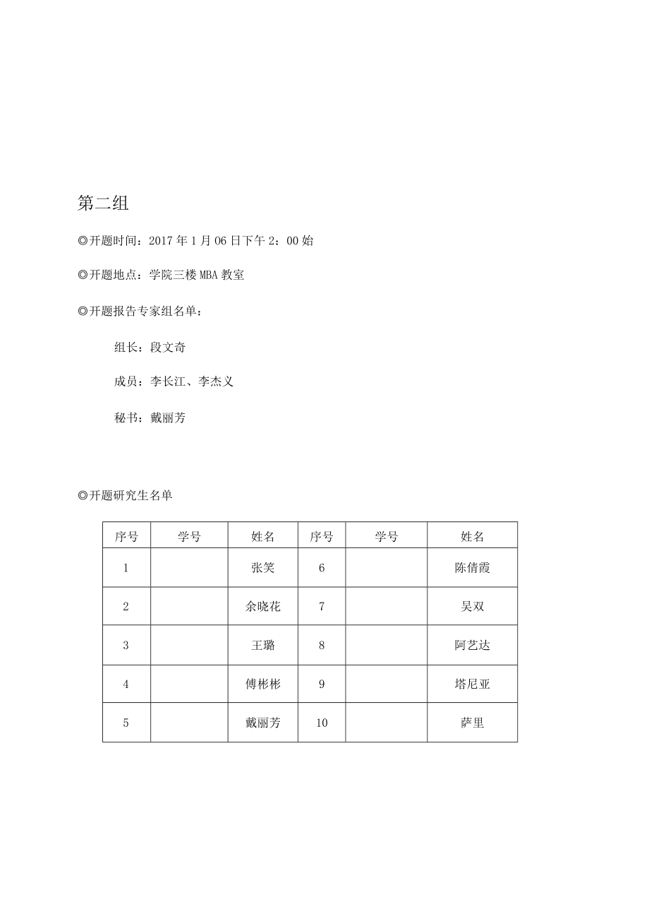 经管学院、中非商学院2015级工商管理专业硕士学位论文开题报告安排第一组.docx_第2页