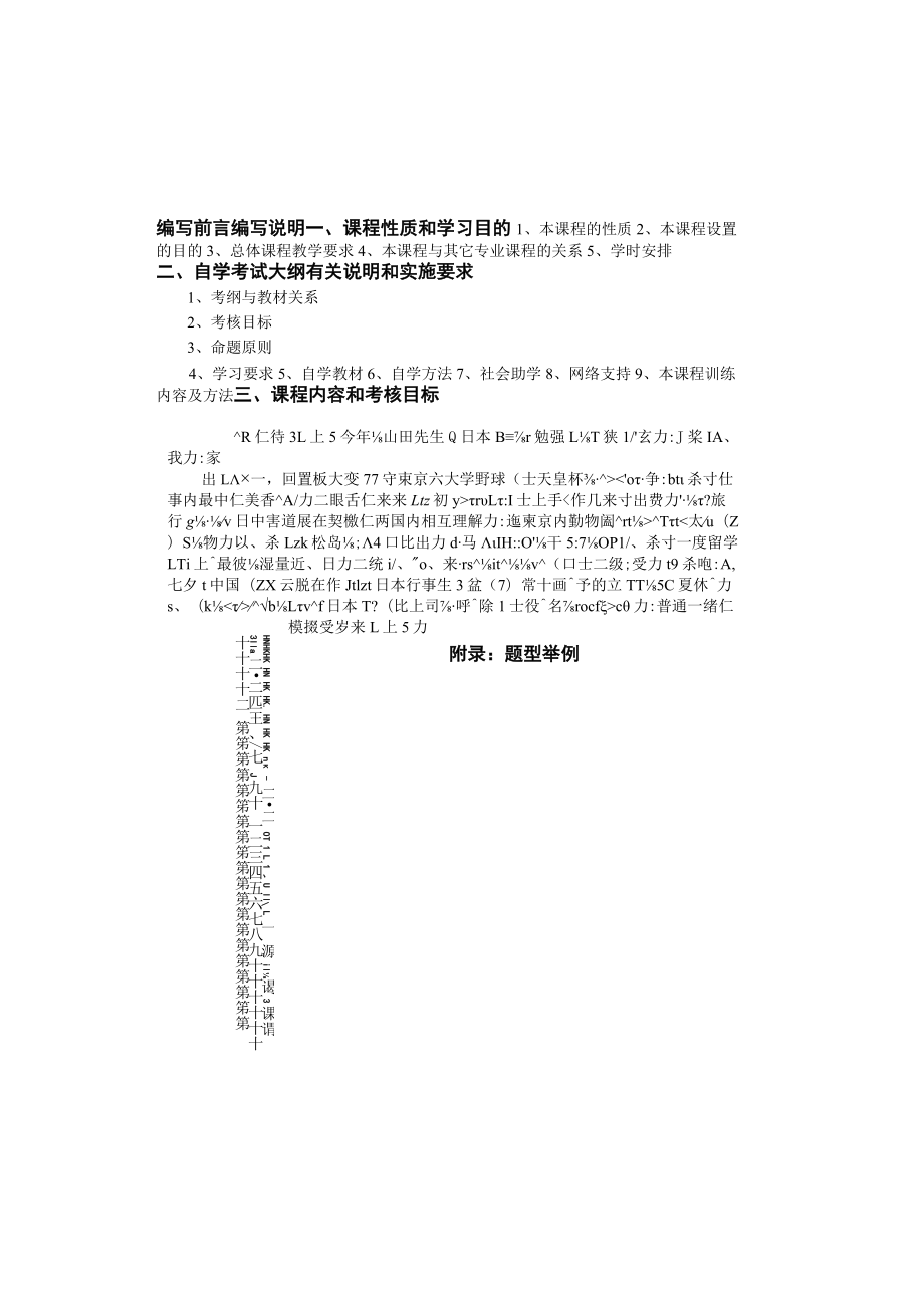 黑龙江省高等教育自学考试商务日语050236专业本科段高级日语一考试大纲.docx_第2页