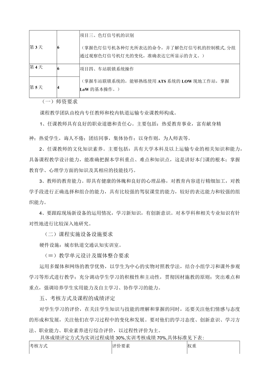 《城市轨道交通通信信号系统实训》课程标准.docx_第3页