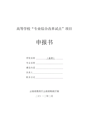 高等学校“专业综合改革试点”项目申报书.docx