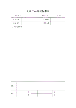 公司产品包装标准表.docx