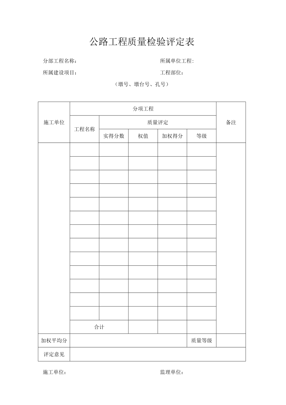 公路工程质量检验评定表.docx_第1页