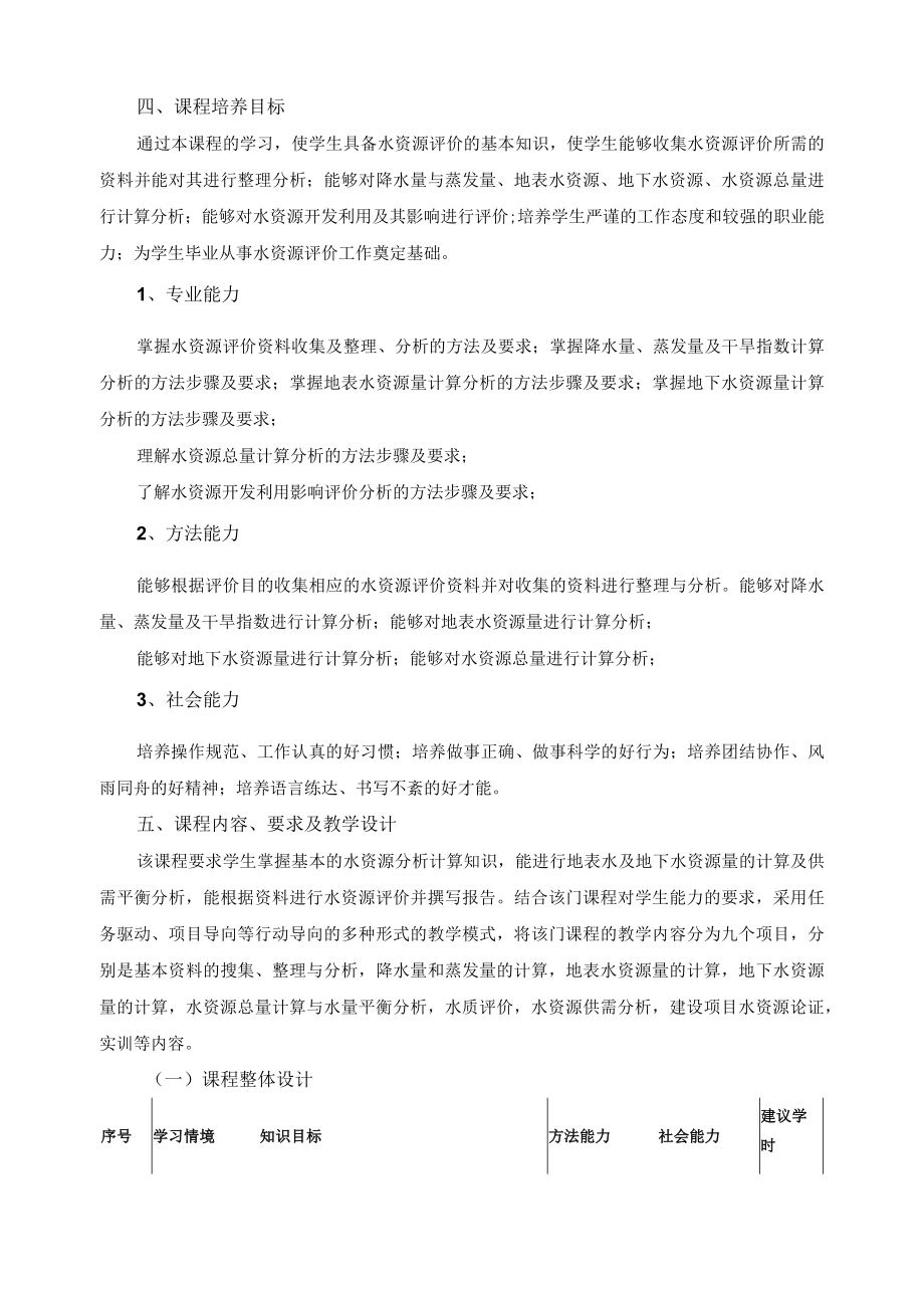 《水资源评价与管理》课程标准.docx_第2页