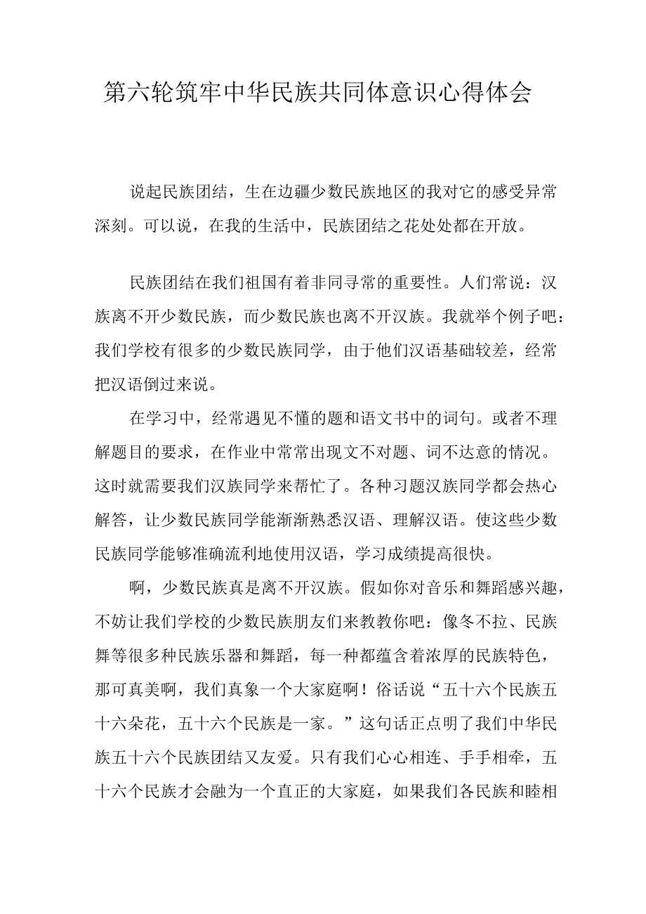 第六轮筑牢中华民族共同体意识心得体会.docx_第1页