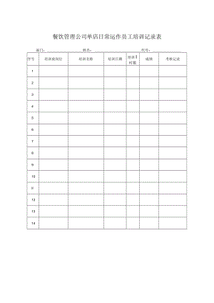 餐饮管理公司单店日常运作员工培训记录表.docx