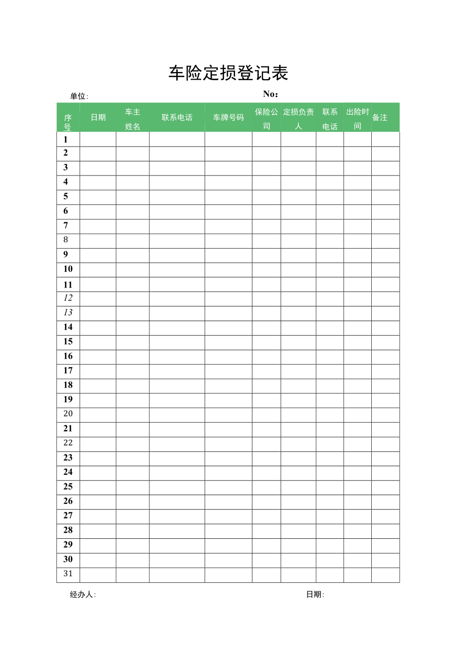 车险定损登记表.docx_第1页